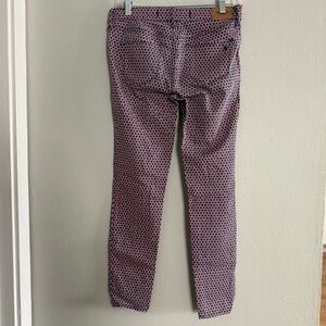 Abercrombie & Fitch orange Blue Floral geometrical print  stretch w 27 Pants Y2K